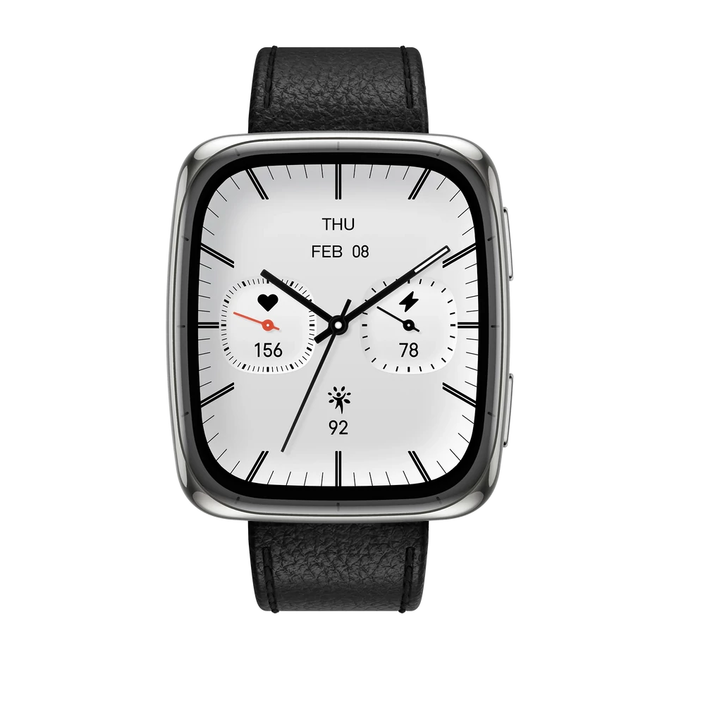 amazfit-active-2-premium-square-leather-front Amazfit Active 2 Square Smartwatch - Image 1
